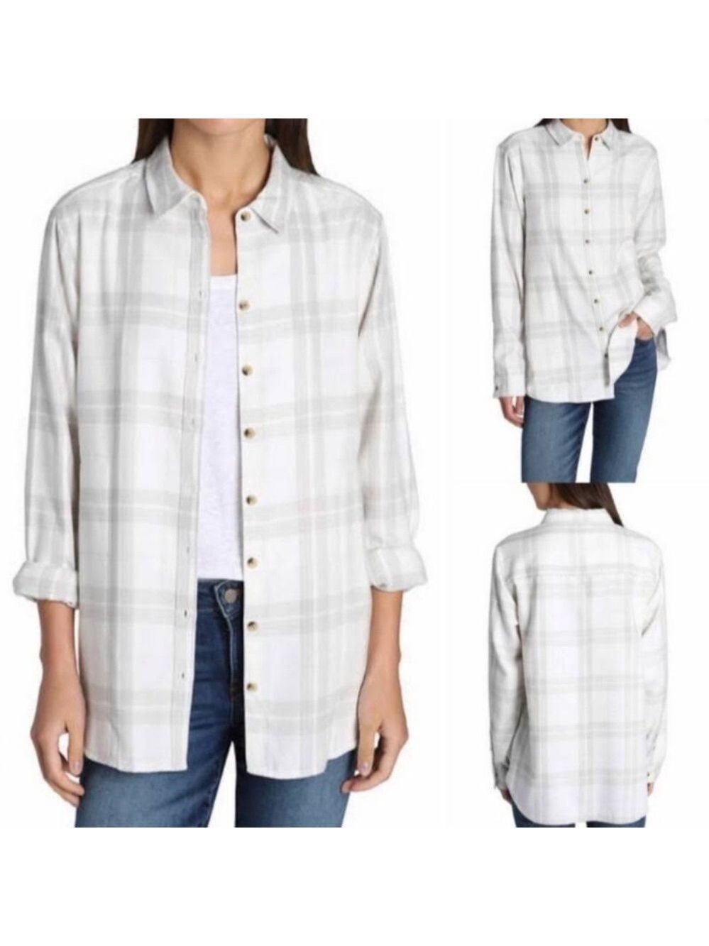 JACHS Girlfriend Plaid Flannel Button Down Shirt